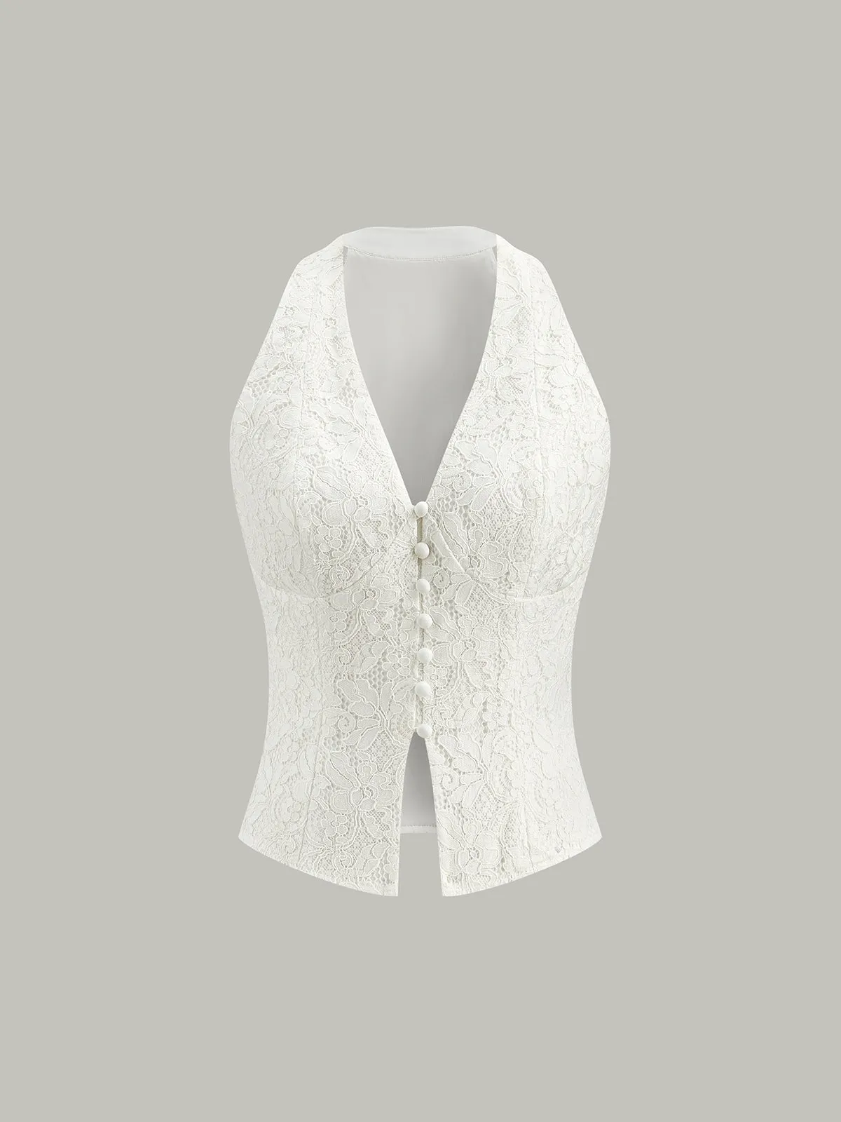 Lace Button Detail Halter Top sold by COMMENSE product image thumbnail 3