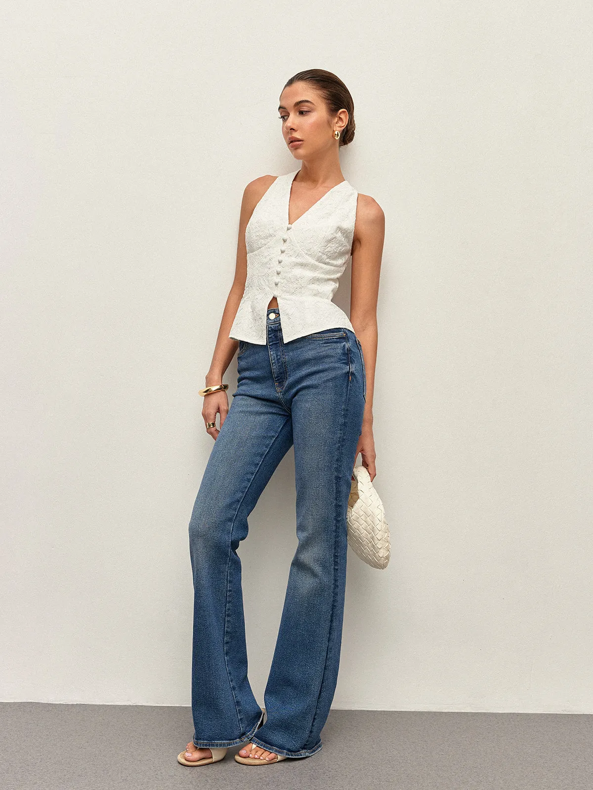 Lace Button Detail Halter Top sold by COMMENSE product image thumbnail 2