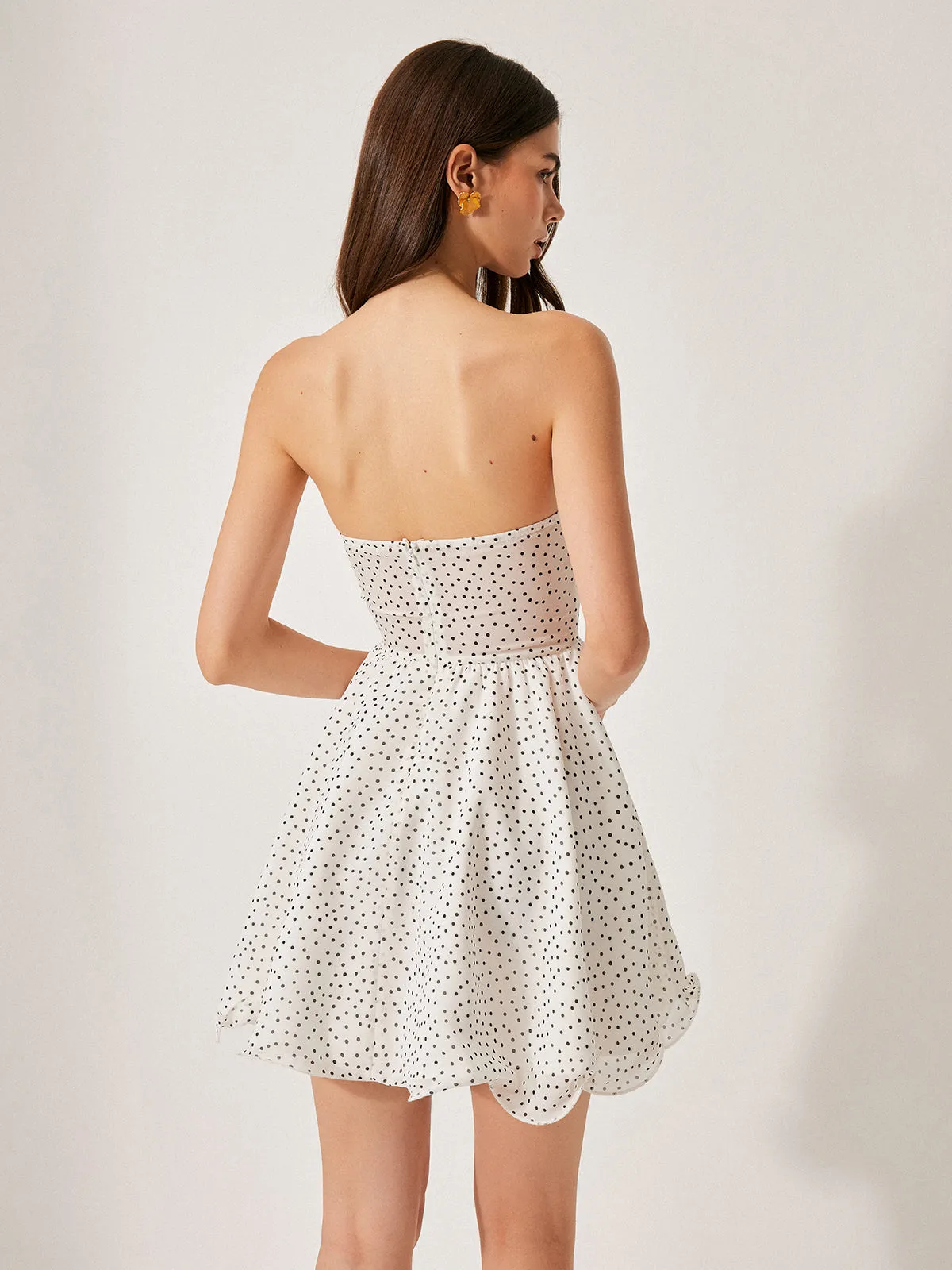 Semi-Sheer Polka Dot Dress With Scarf Detail sold by COMMENSE product image thumbnail 5