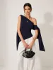 One-Shoulder Draped Tie Detail Top sold by COMMENSE