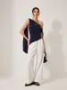 One-Shoulder Draped Tie Detail Top sold by COMMENSE