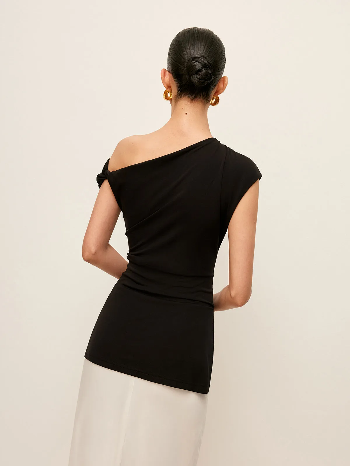 Asymmetrical-Neck Split Blouse sold by COMMENSE product image thumbnail 5