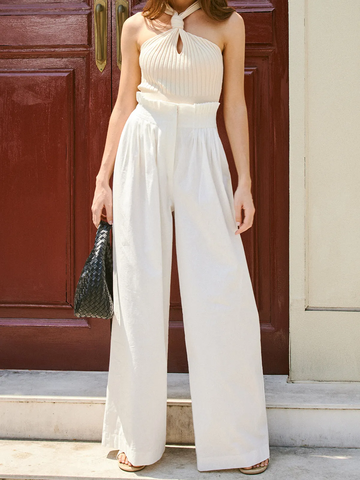 Semi-Sheer Pleated Mid-Waist Pants sold by COMMENSE product image thumbnail 5