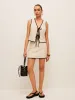 Cotton & Linen Contrast Trim V-Neck Skirt Set sold by COMMENSE