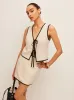 Cotton & Linen Contrast Trim V-Neck Skirt Set sold by COMMENSE