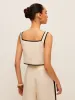 Cotton & Linen Contrast Trim Square-Neck Tank Top sold by COMMENSE