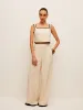 Cotton & Linen Contrast Trim Square-Neck Tank Top sold by COMMENSE