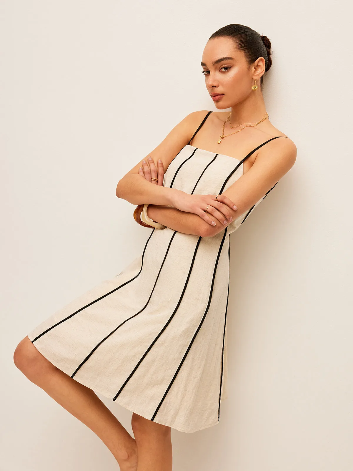 Cotton & Linen Striped Dress sold by COMMENSE product image thumbnail 2