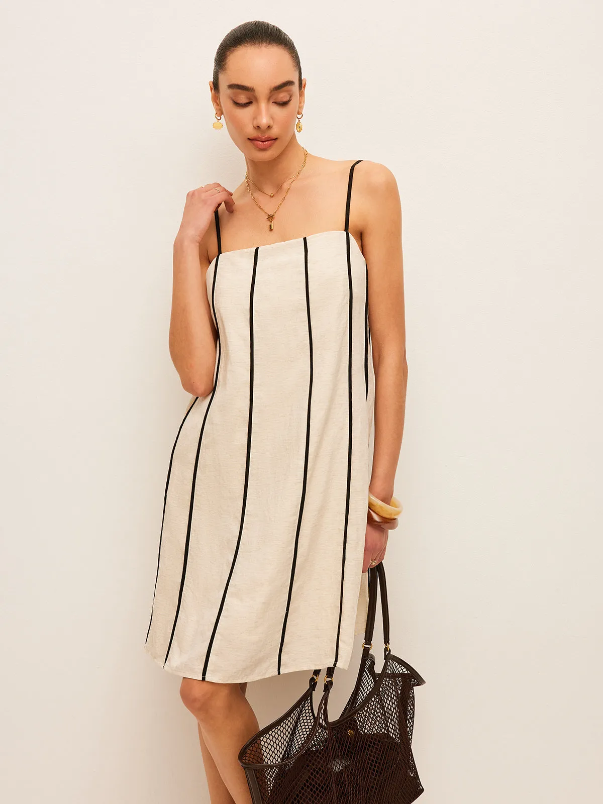 Cotton & Linen Striped Dress sold by COMMENSE product image thumbnail 5
