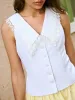 Cotton & Linen Lace Embroidery Top sold by COMMENSE