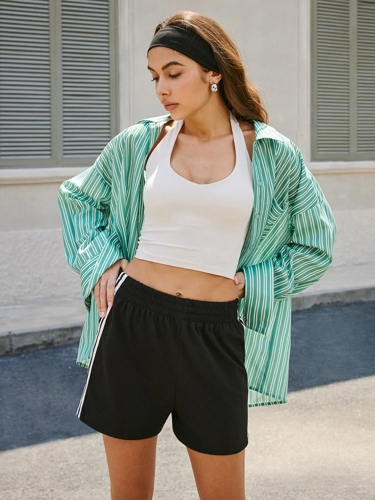 Striped Trim Shorts sold by COMMENSE product image thumbnail 3