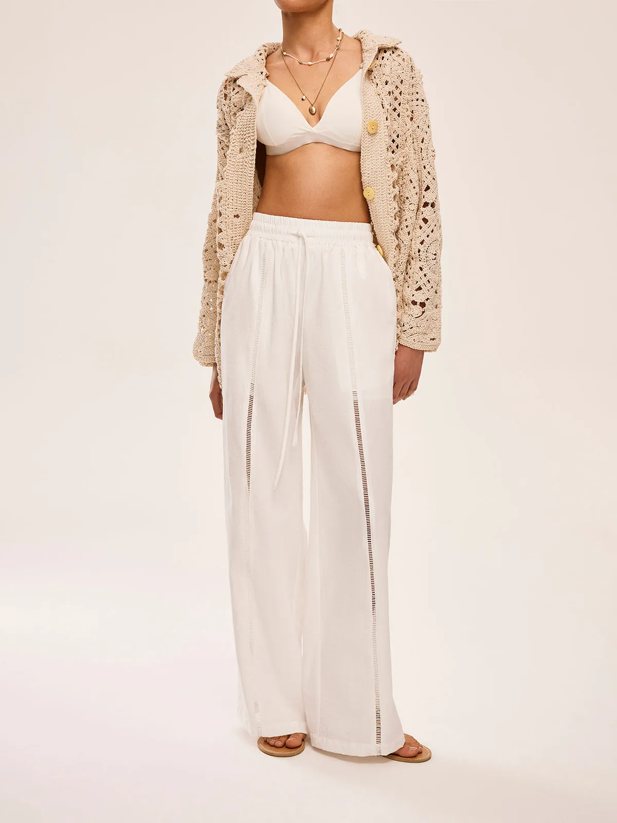 High-Waist Semi-Sheer Pants With Pockets sold by COMMENSE product image thumbnail 2