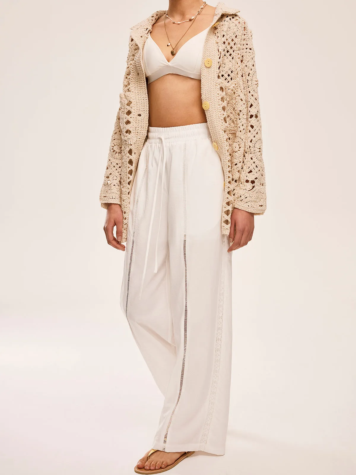 High-Waist Semi-Sheer Pants With Pockets sold by COMMENSE product image thumbnail 3