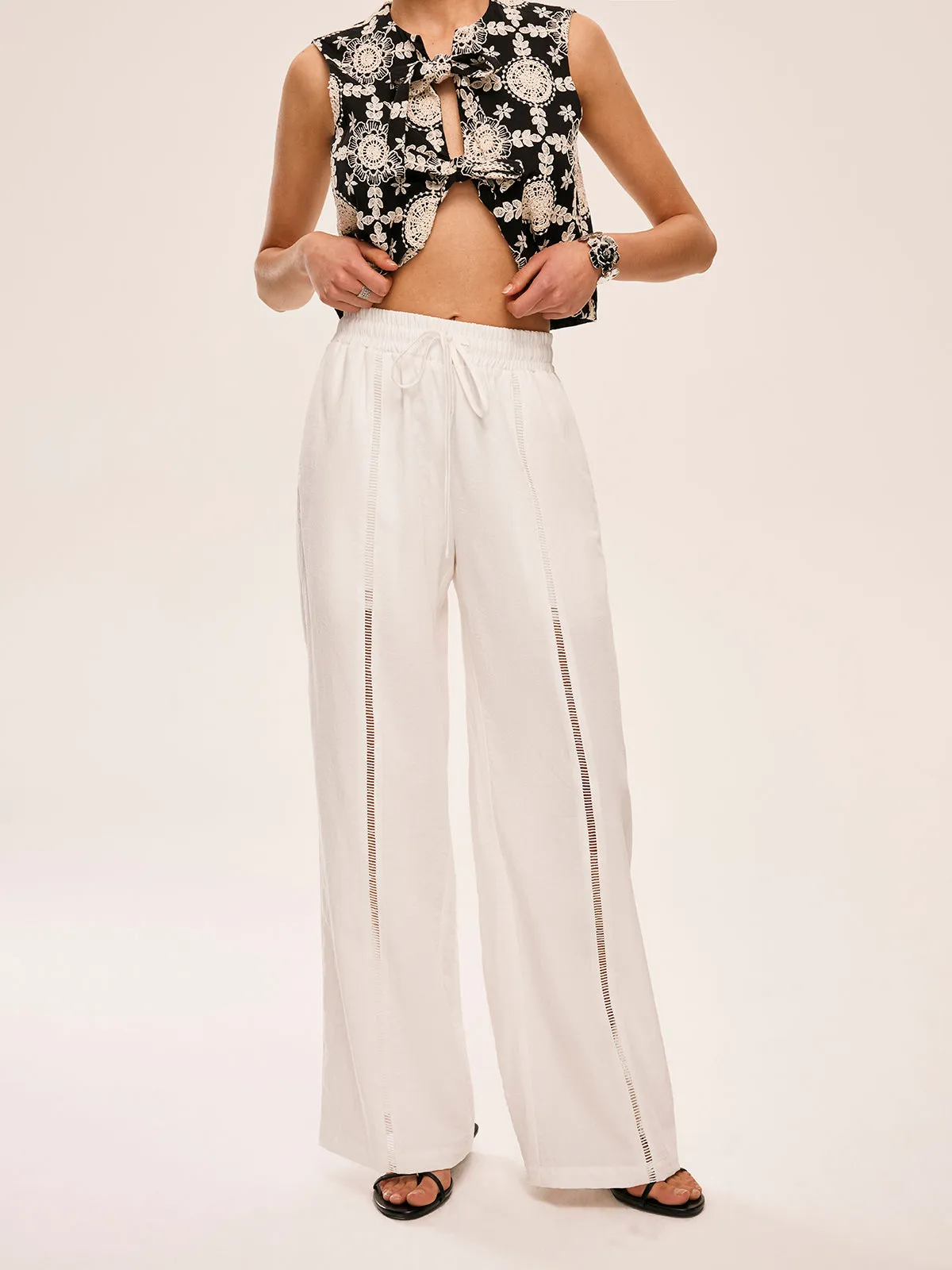 High-Waist Semi-Sheer Pants With Pockets sold by COMMENSE product image thumbnail 4