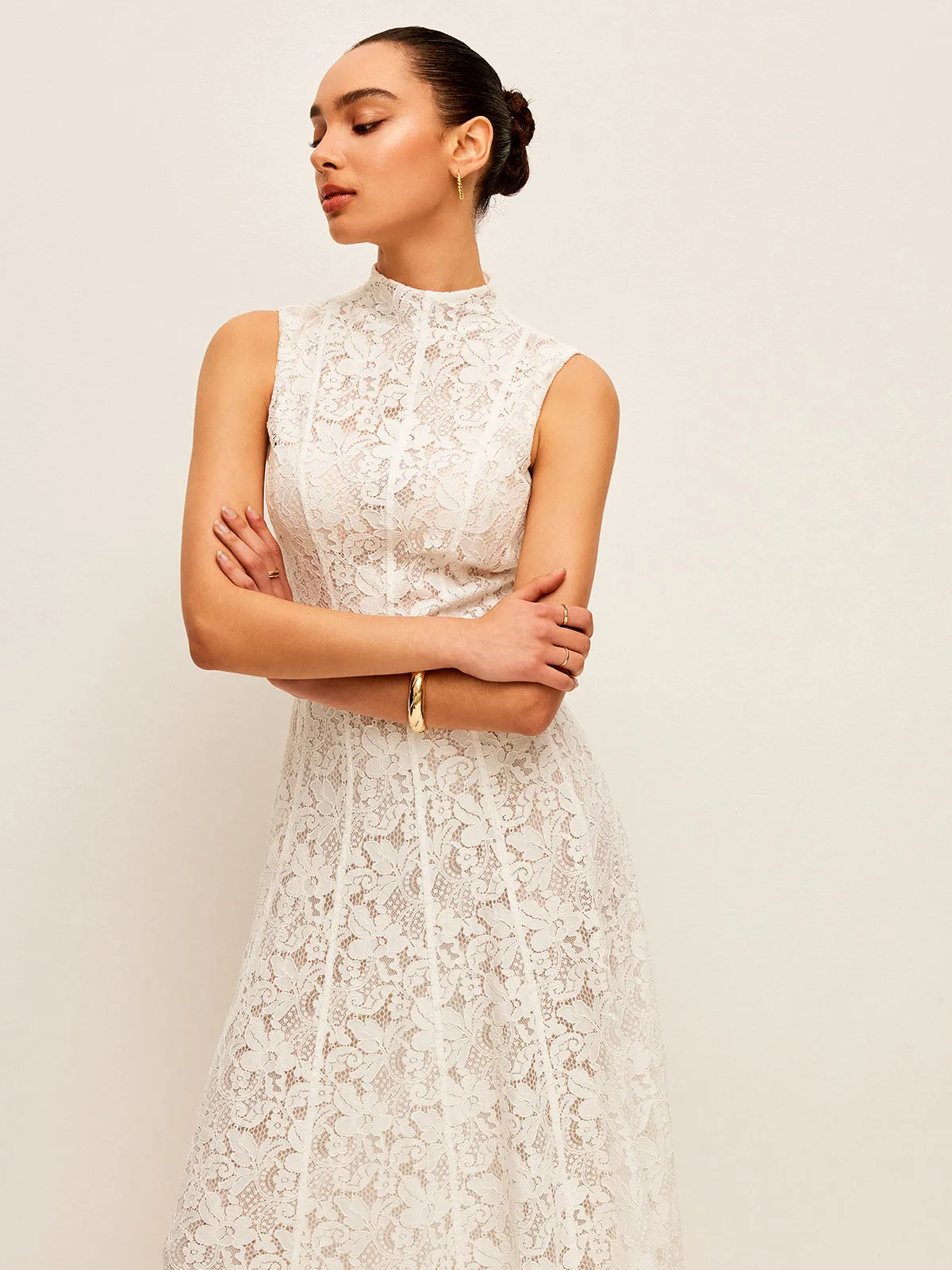 Semi-Sheer Lace Dress sold by COMMENSE product image thumbnail 3