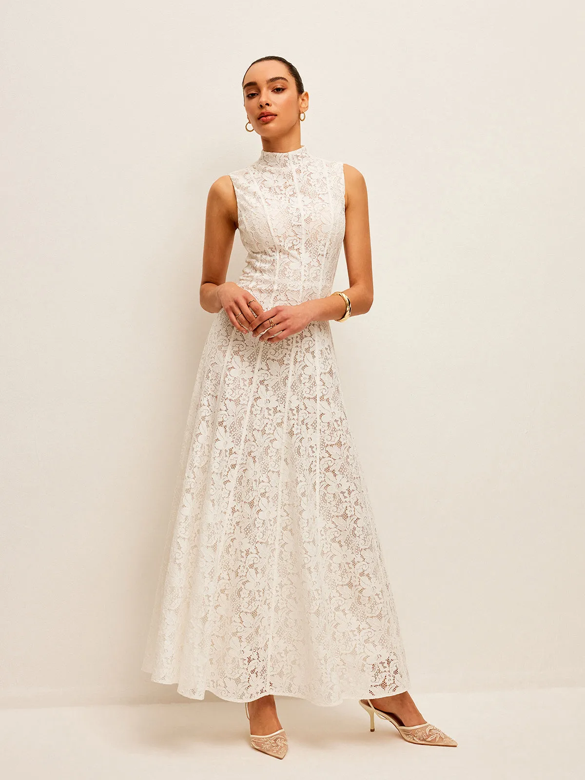 Semi-Sheer Lace Dress sold by COMMENSE product image thumbnail 5