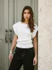 Short-Sleeve Ribbed Knit Top sold by COMMENSE