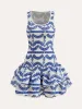 Embroidered Ruffled Sleeveless Dress sold by COMMENSE