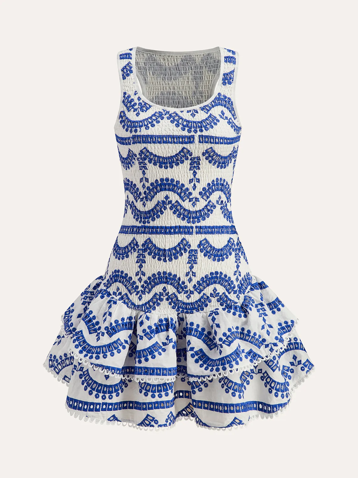Embroidered Ruffled Sleeveless Dress sold by COMMENSE