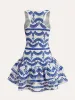 Embroidered Ruffled Sleeveless Dress sold by COMMENSE