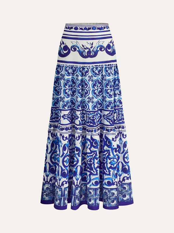 Boho Print Satin Skirt sold by COMMENSE