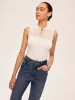 Mesh Detail Keyhole Neck Ribbed Top sold by COMMENSE