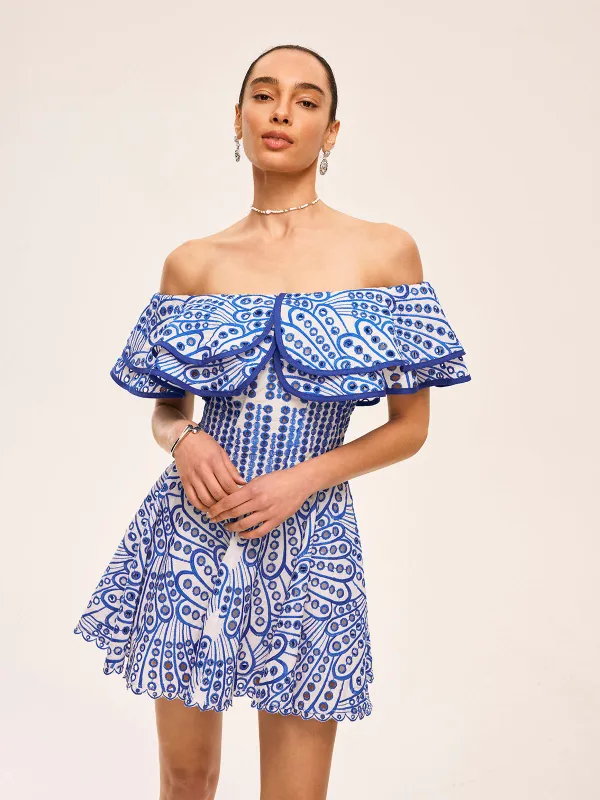 Semi-Sheer Off-Shoulder Ruffled Dress sold by COMMENSE