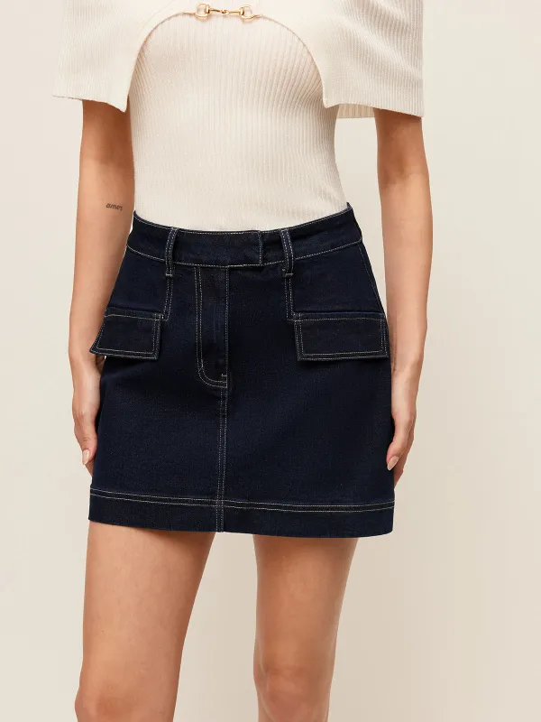 Denim Skirt With Decor Pockets sold by COMMENSE