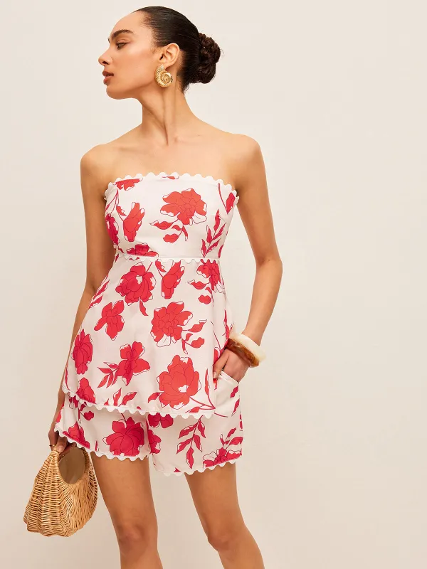Floral Strapless Top With Pockets Shorts Set sold by COMMENSE