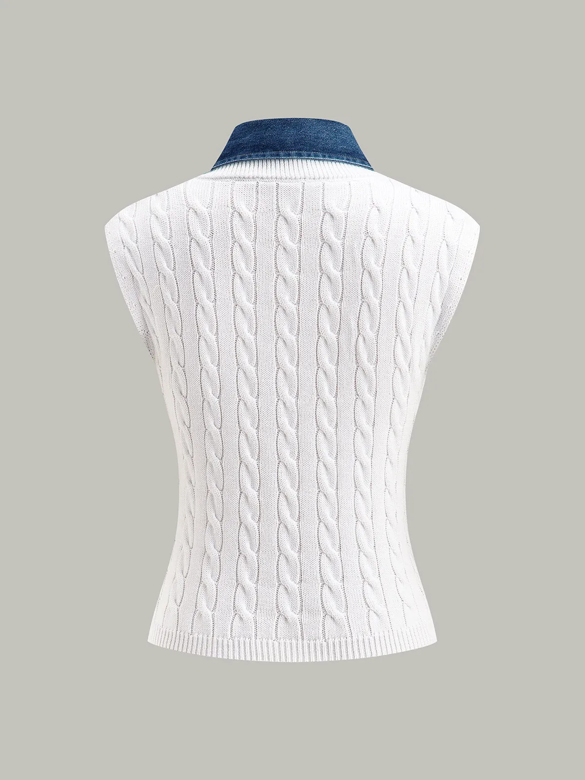 Cotton Denim Collar Knit Top sold by COMMENSE product image thumbnail 2