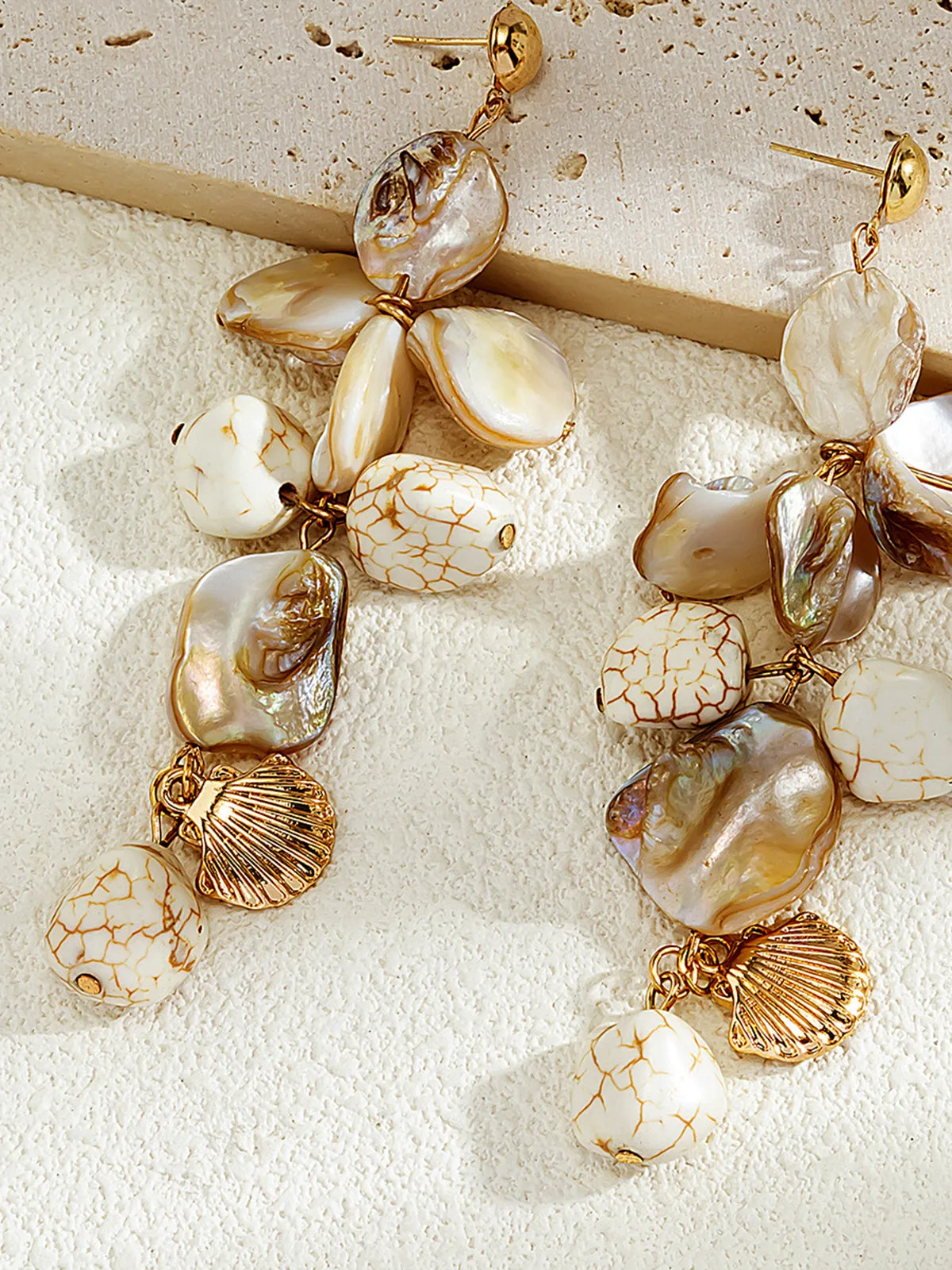 Shell & Bead Drop Earrings sold by COMMENSE product image thumbnail 3