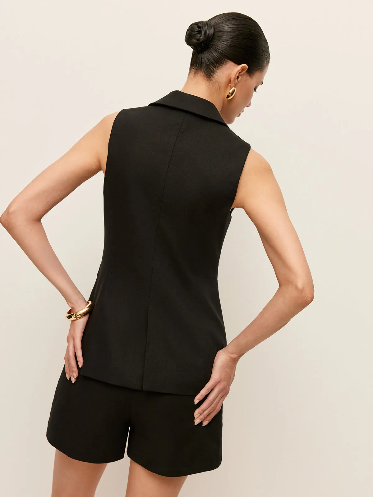 Cotton & Linen Button Detail Pockets Vest sold by COMMENSE product image thumbnail 4