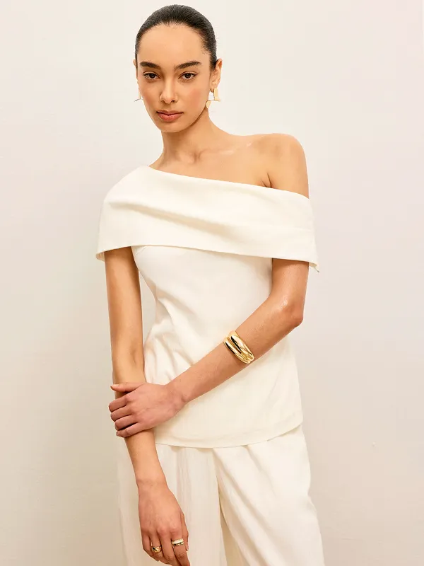 One-Shoulder Draped Top sold by COMMENSE