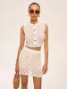 Semi-Sheer Button Detail Knit Skirt Set sold by COMMENSE