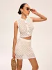 Semi-Sheer Button Detail Knit Skirt Set sold by COMMENSE