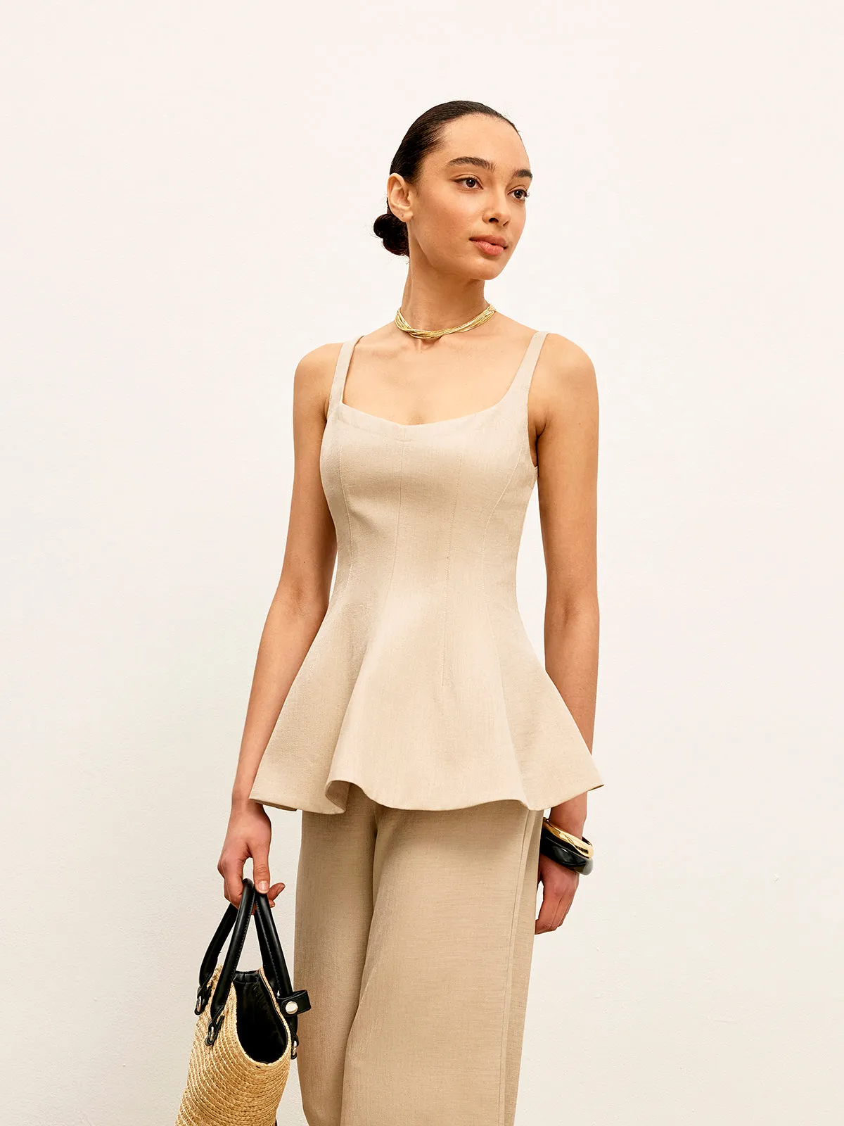 Back Zipper Peplum Flare Top sold by COMMENSE product image thumbnail 5
