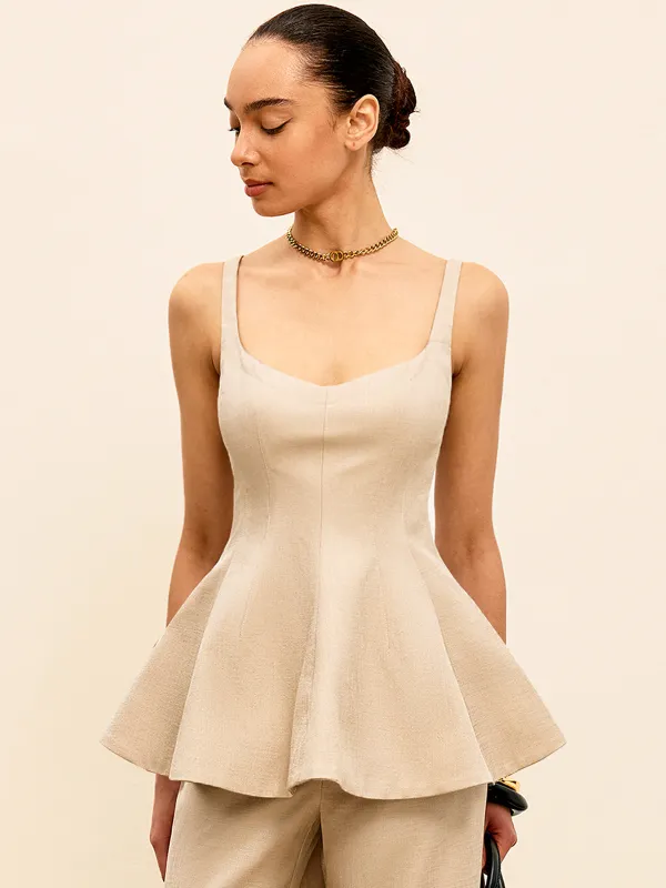 Back Zipper Peplum Flare Top sold by COMMENSE