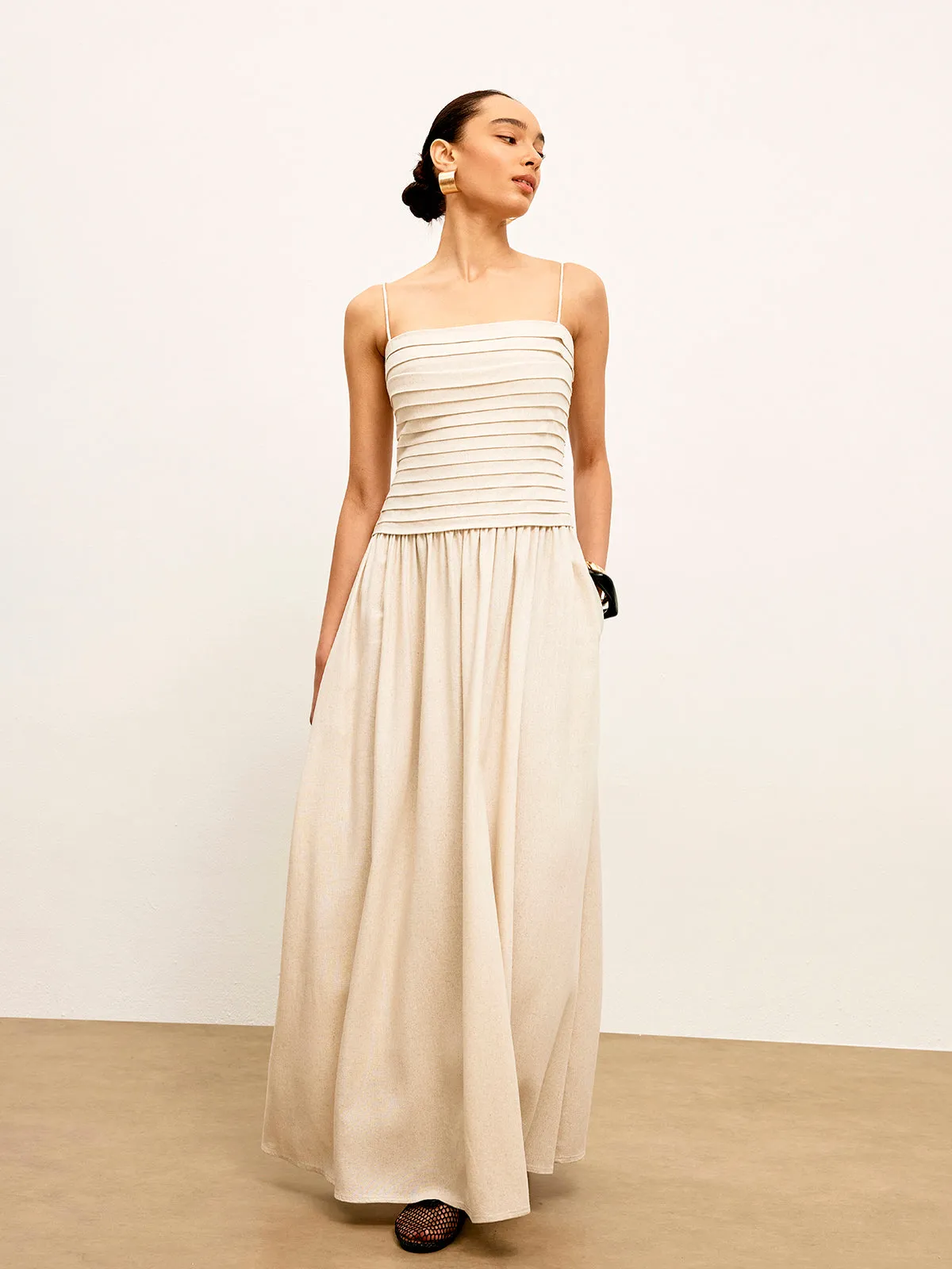 Ruched Tie-Back Cami Dress sold by COMMENSE product image thumbnail 4