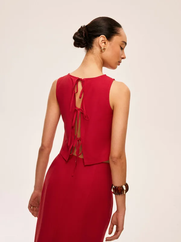 Cotton & Linen Tie-Back Skirt Set sold by COMMENSE