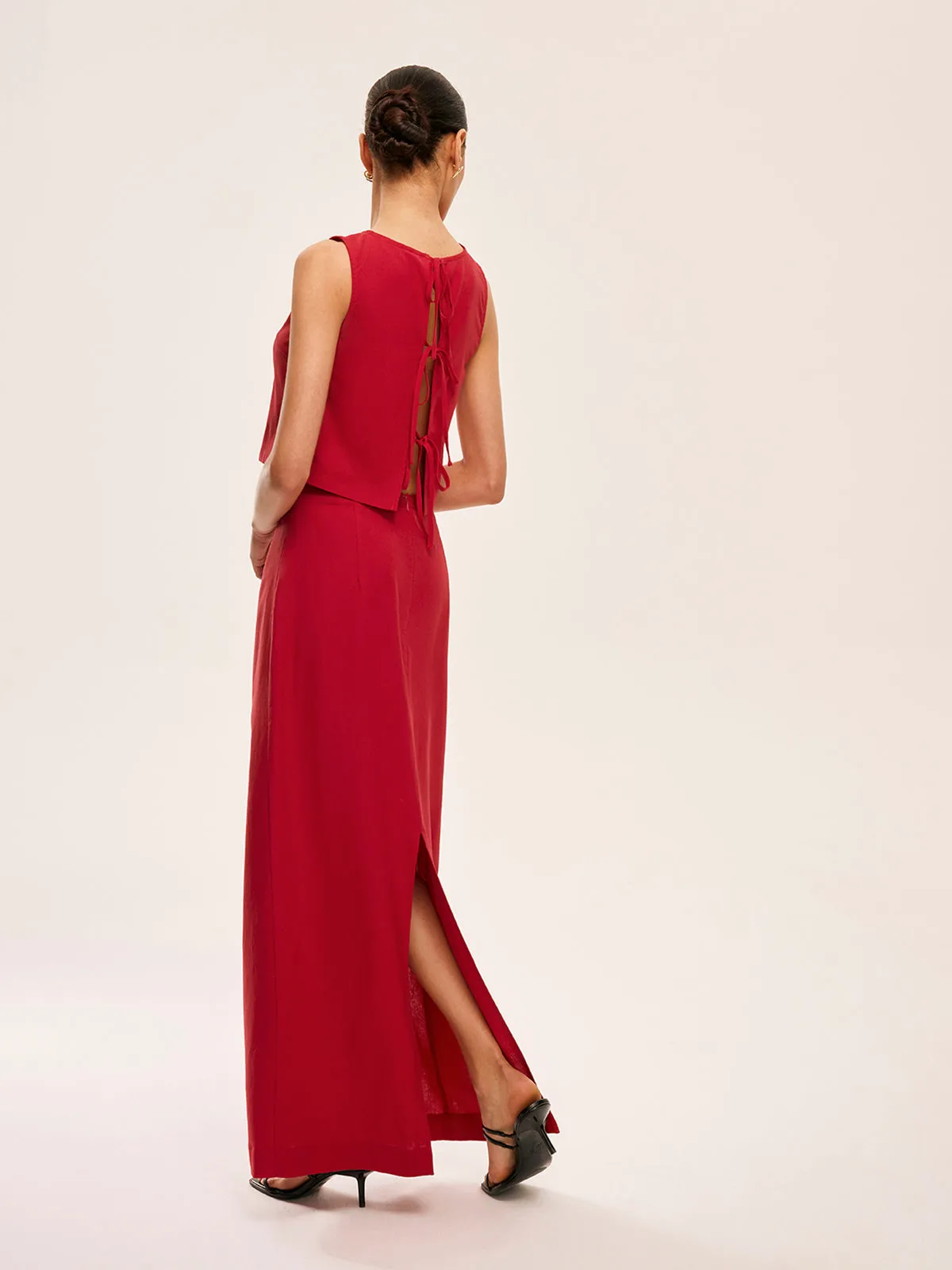 Cotton & Linen Tie-Back Skirt Set sold by COMMENSE product image thumbnail 3