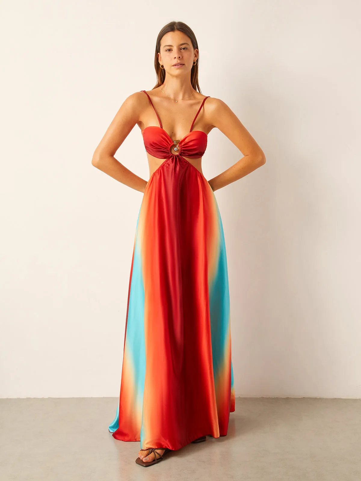 Satin Cut-Out Waist Gradient Dress sold by COMMENSE product image thumbnail 3