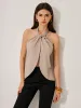 Cotton & Linen Halter Neck Backless Top sold by COMMENSE