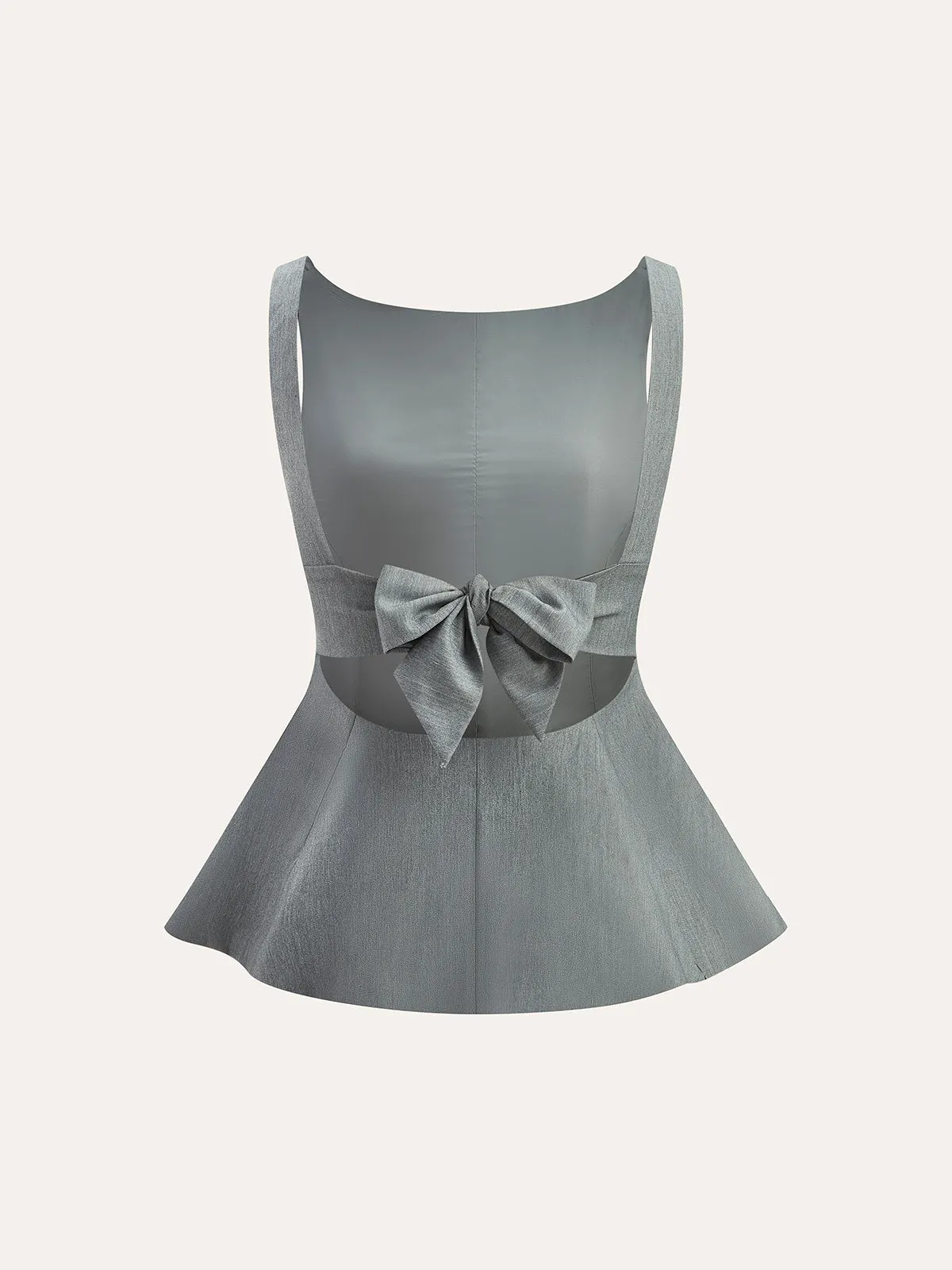 Bow Detail Peplum Top sold by COMMENSE