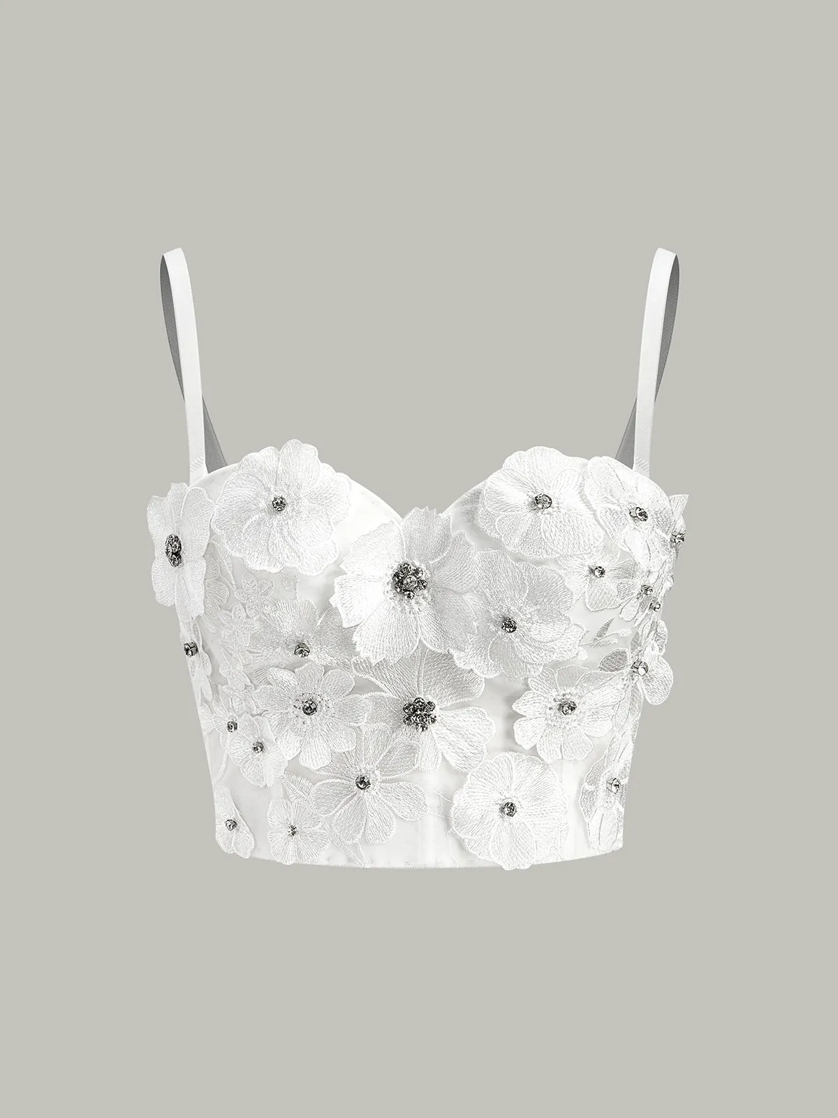 Semi-Sheer Embroidered Floral Sweetheart Corset sold by COMMENSE