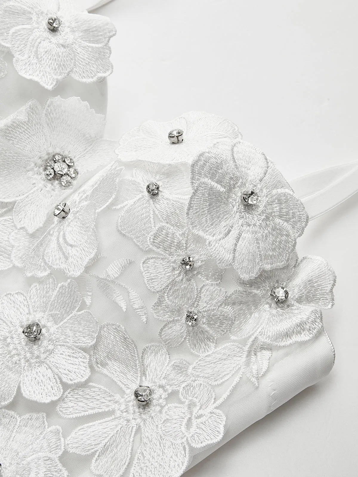 Semi-Sheer Embroidered Floral Sweetheart Corset sold by COMMENSE product image thumbnail 5