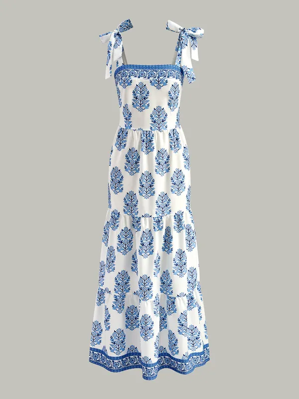 Floral Print Tie-Strap Dress sold by COMMENSE