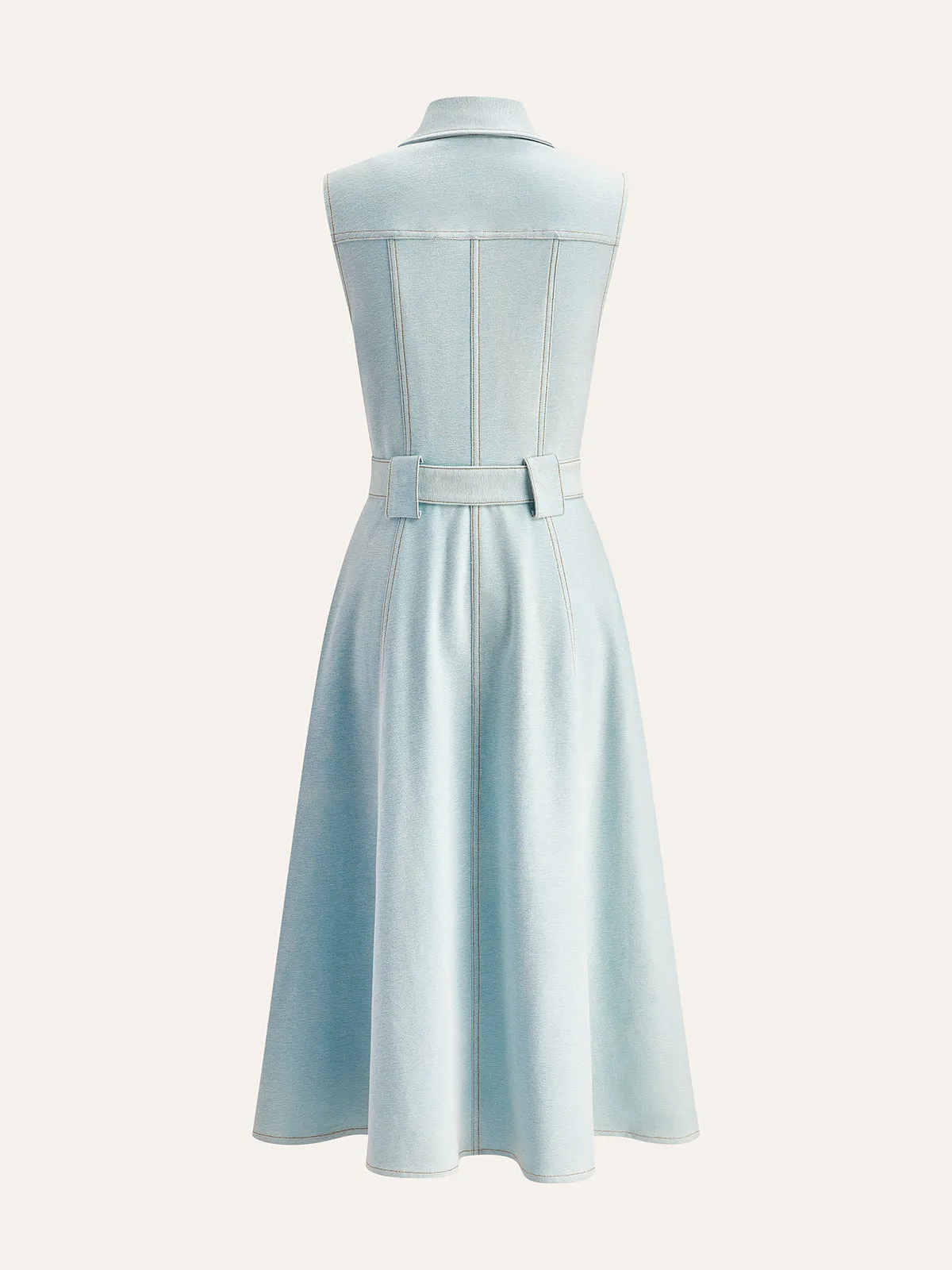 Belted Button-Front Denim Dress sold by COMMENSE product image thumbnail 2