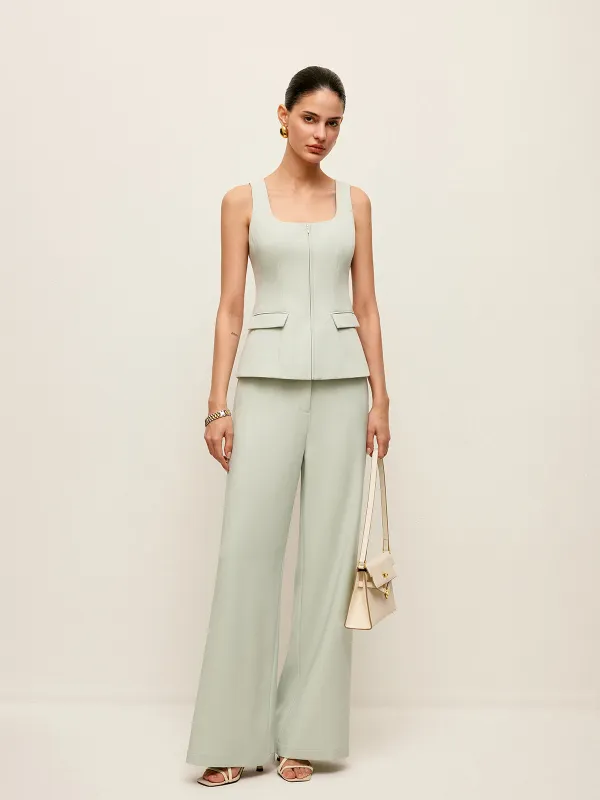 Mid-Waist Wide-Leg Pants Without Belt sold by COMMENSE
