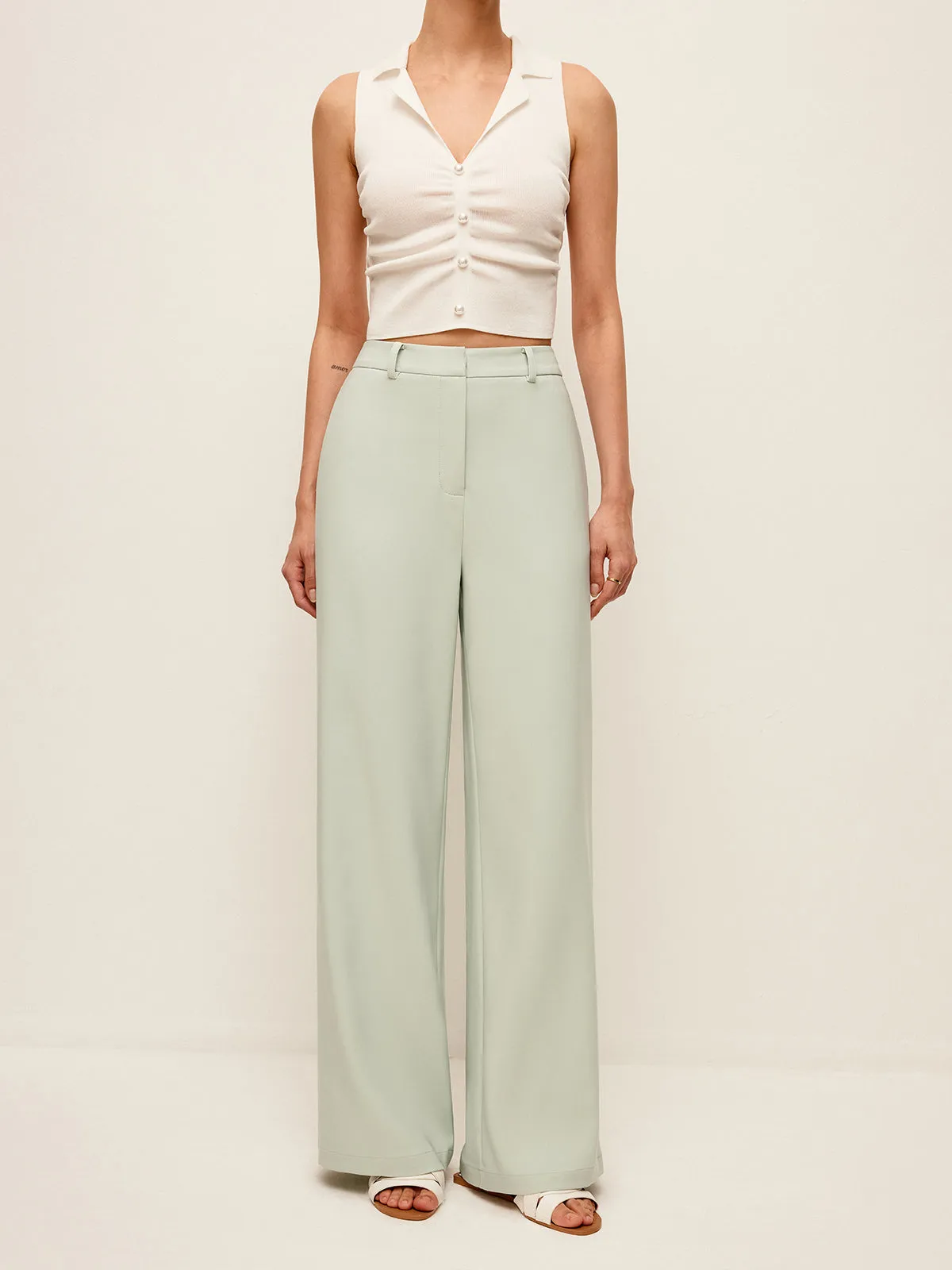 Mid-Waist Wide-Leg Pants Without Belt sold by COMMENSE product image thumbnail 3