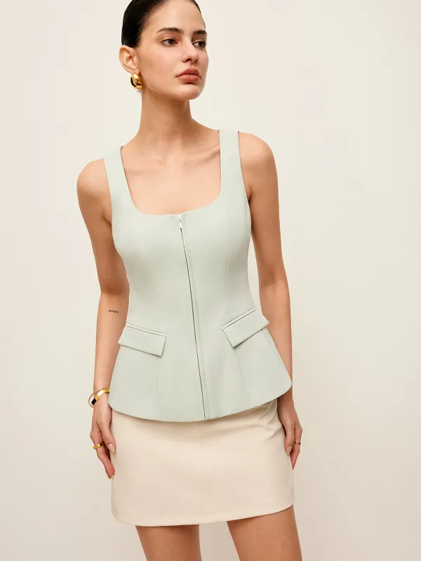 Zipper Front Top With Pockets sold by COMMENSE